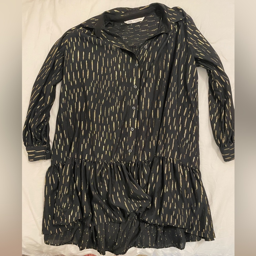 Zara black and gold sparkle dress